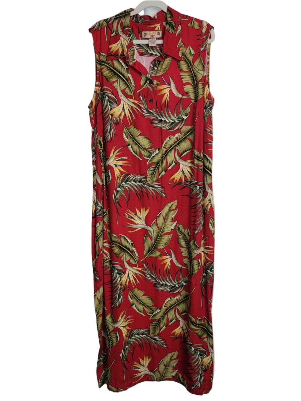 Vintage CARIBBEAN JOE Tropical Floral Maxi Dress Size 1X